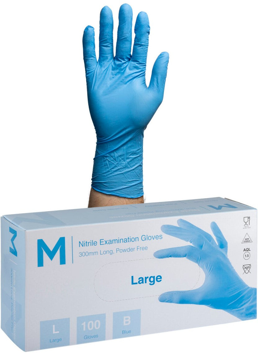 Nitrile Long Cuff Examination Gloves Powder Free - Matthews