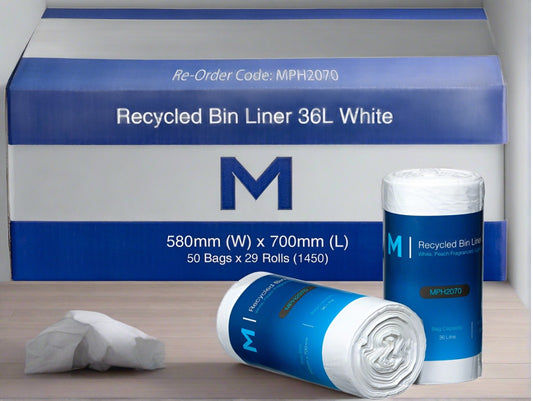 36L recycled bin liner – 580mm x 700mm x 15mu