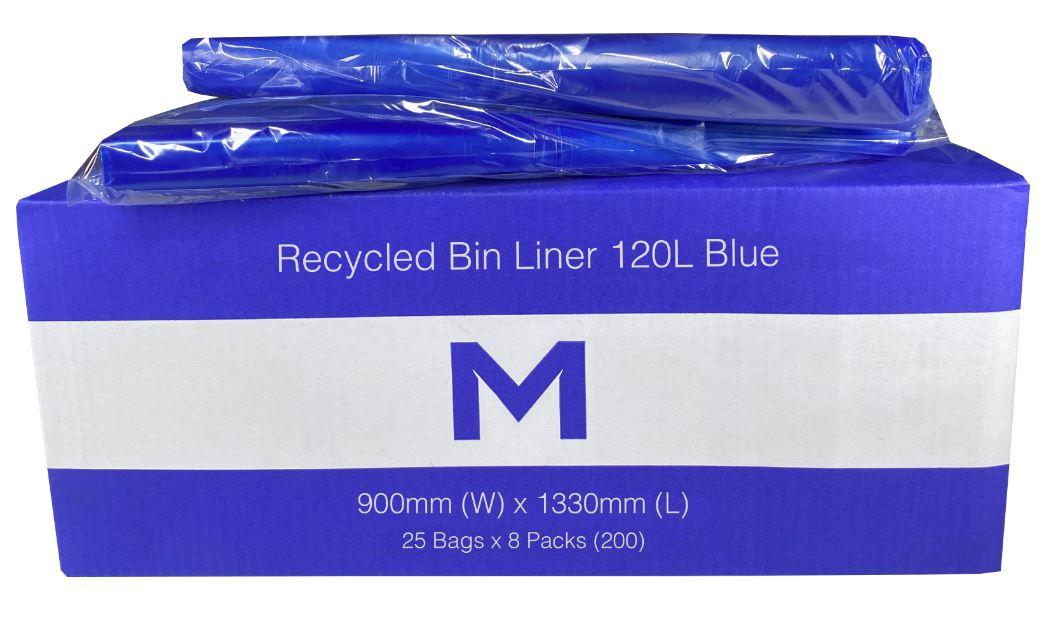 Blue 120L recycled bin liner - 900mm x 1330mm x 30mu