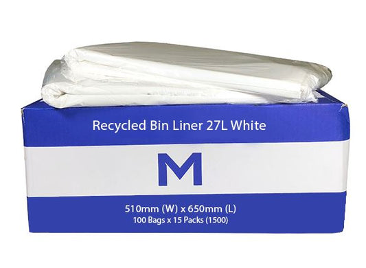 White Recycled Bin Liner 27L