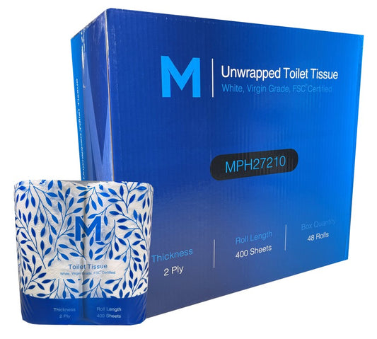 Unwrapped Toilet Tissue 2 Ply - 400 Sheets