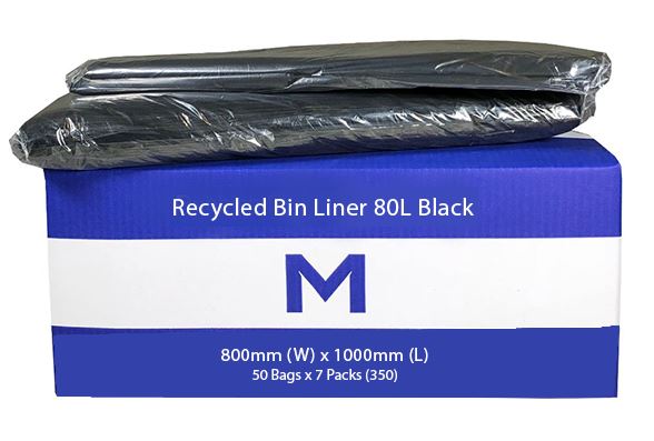 Recycled Bin Liners 80L- Black - CornerBox