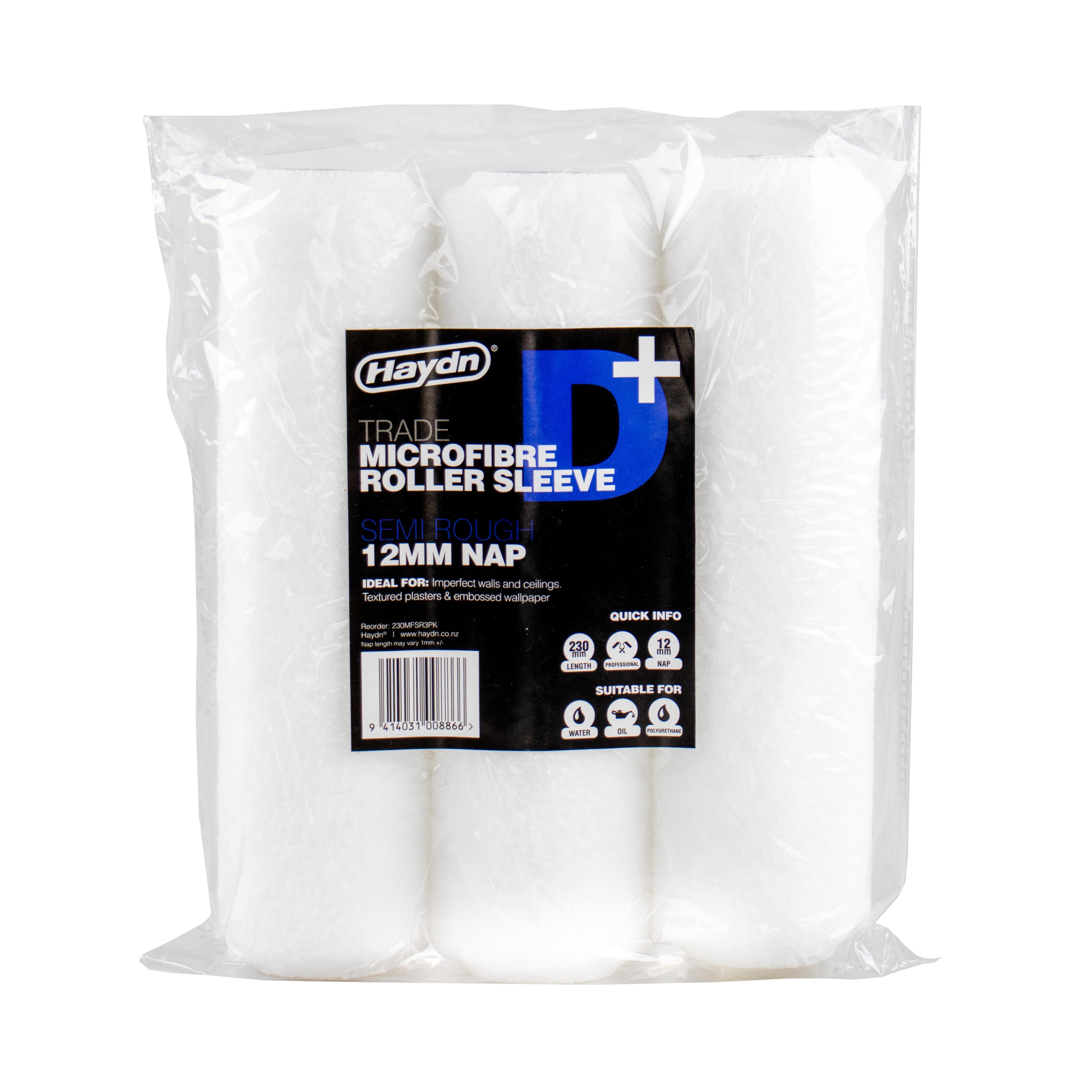 230mm Trade Microfibre Sleeve - Semi-Rough 12mm - 3 Pack
