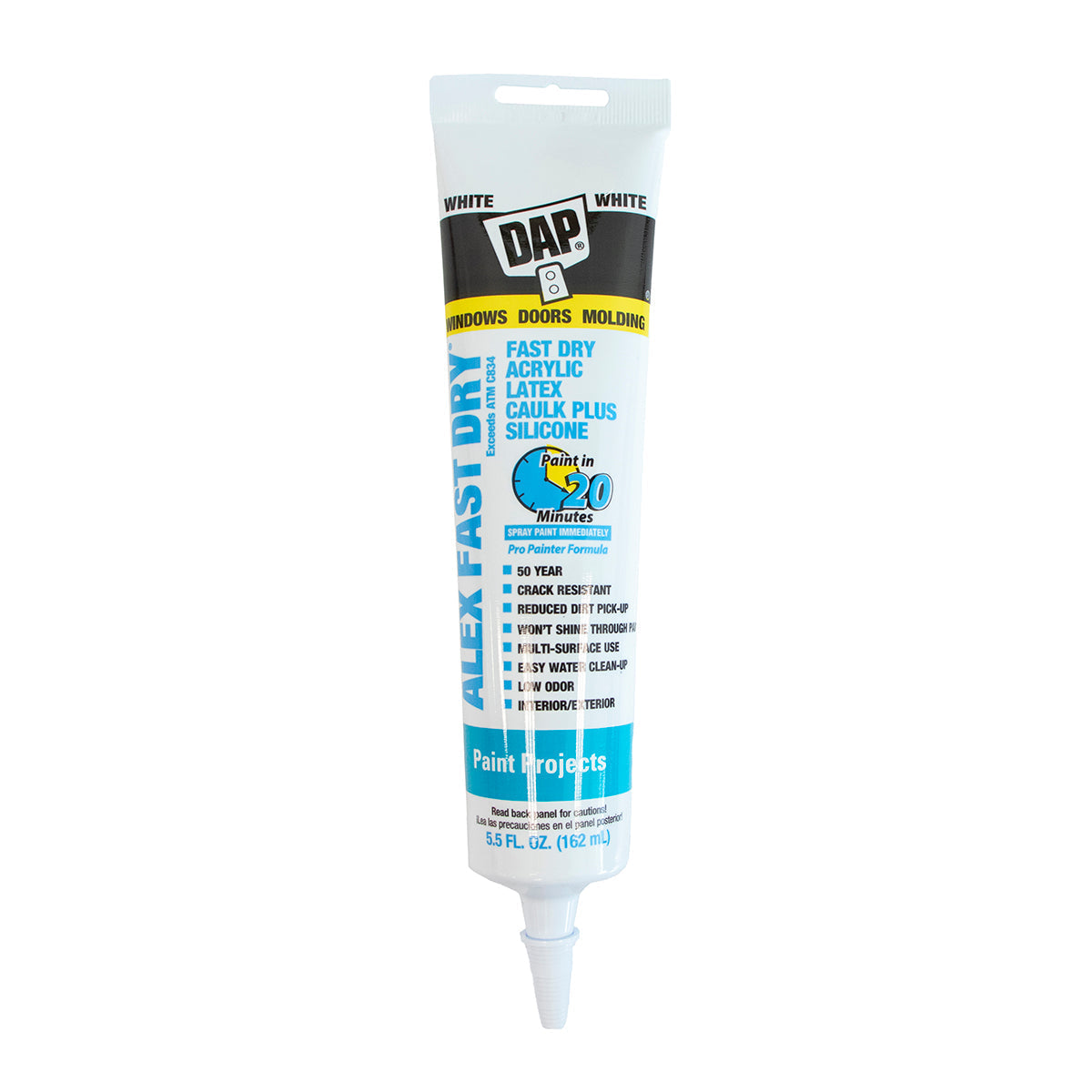 Alex Fast Dry Acrylic Latex Caulk + Silicone 5.5 Oz - White