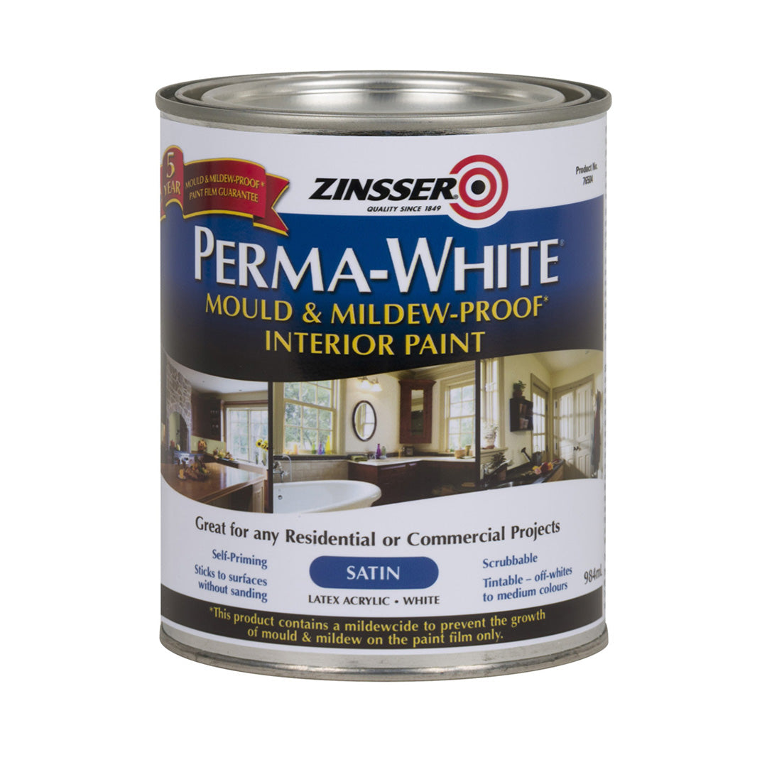 Zinsser Perma-White Mold & Mildew Paint - Satin 3.78L