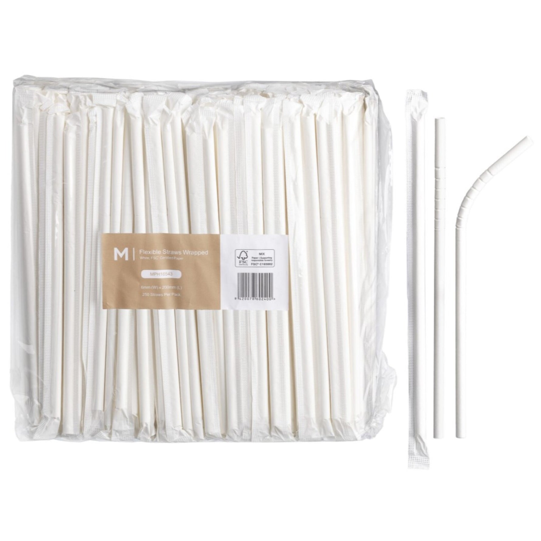 Paper Flexible Straws Wrapped