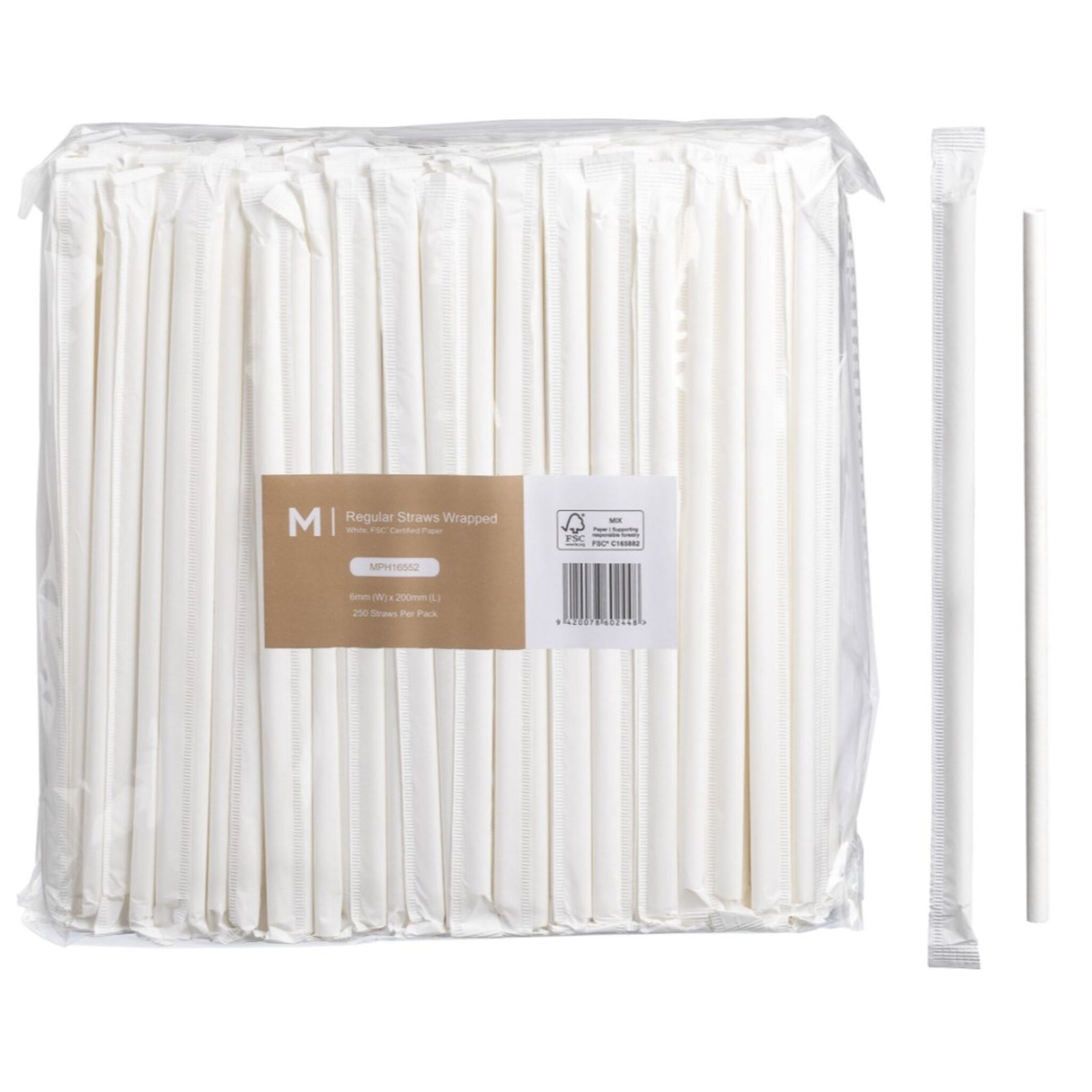 Paper Regular Straws Wrapped