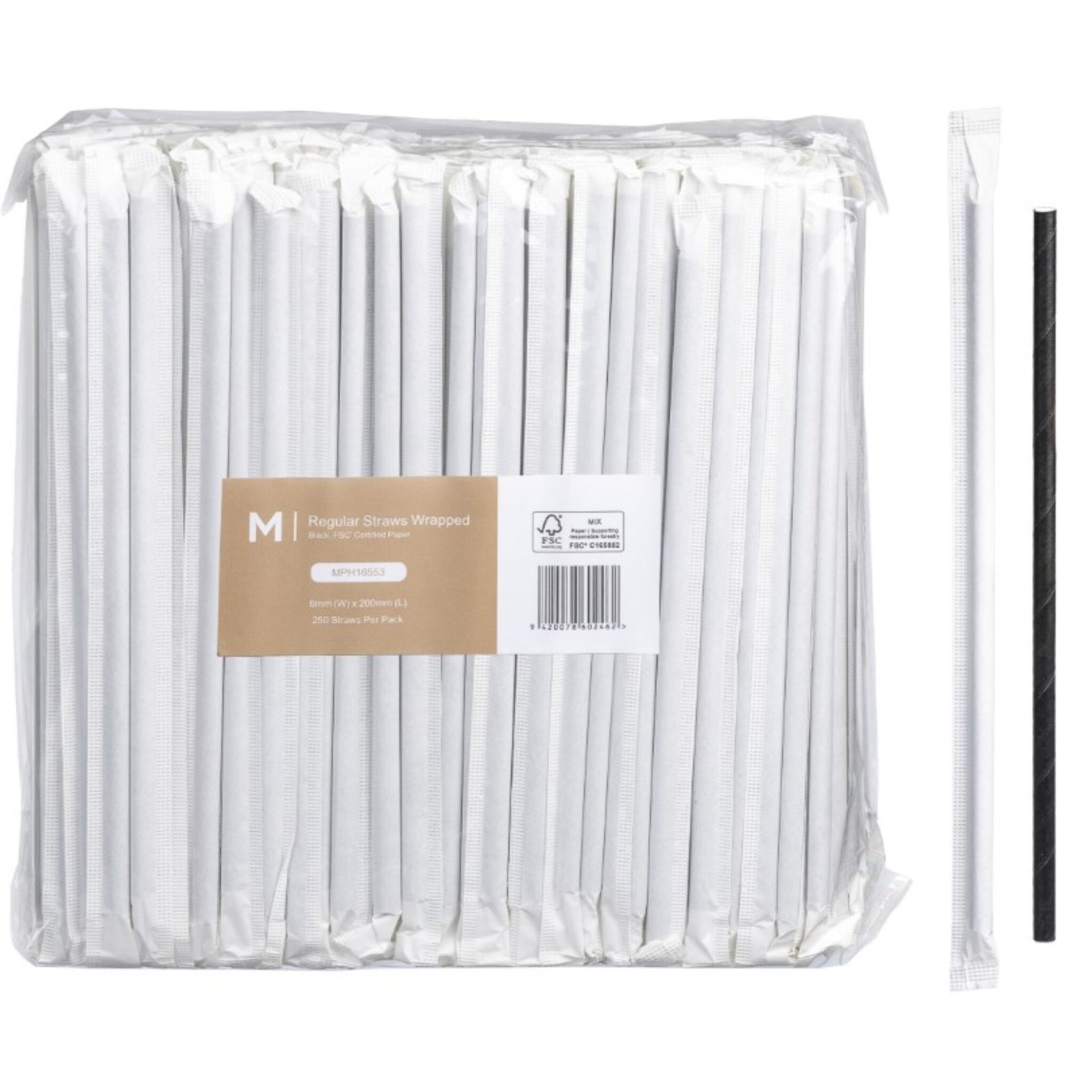 Paper Regular Straws Wrapped