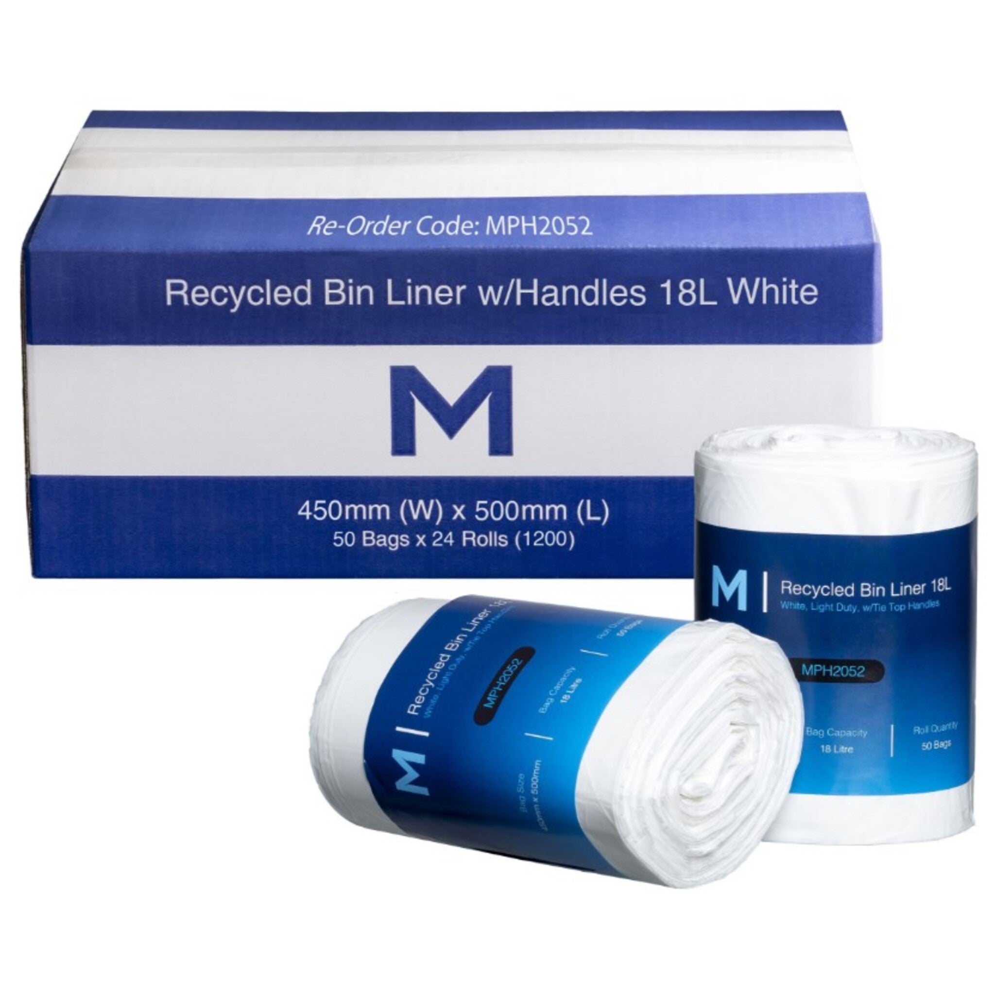 POR Recycled Bin Liner w/Handles 18L