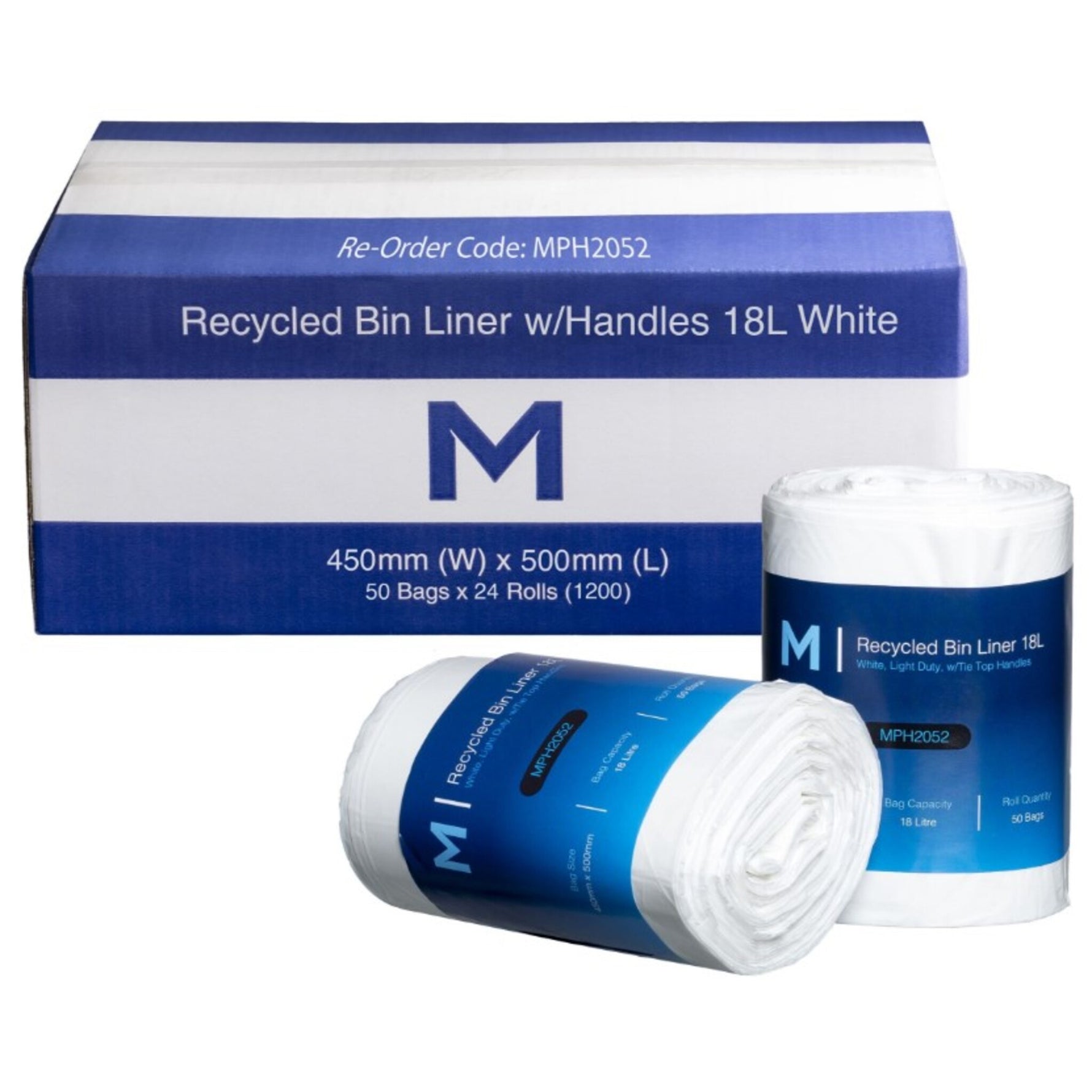 POR Recycled Bin Liner w/Handles 18L