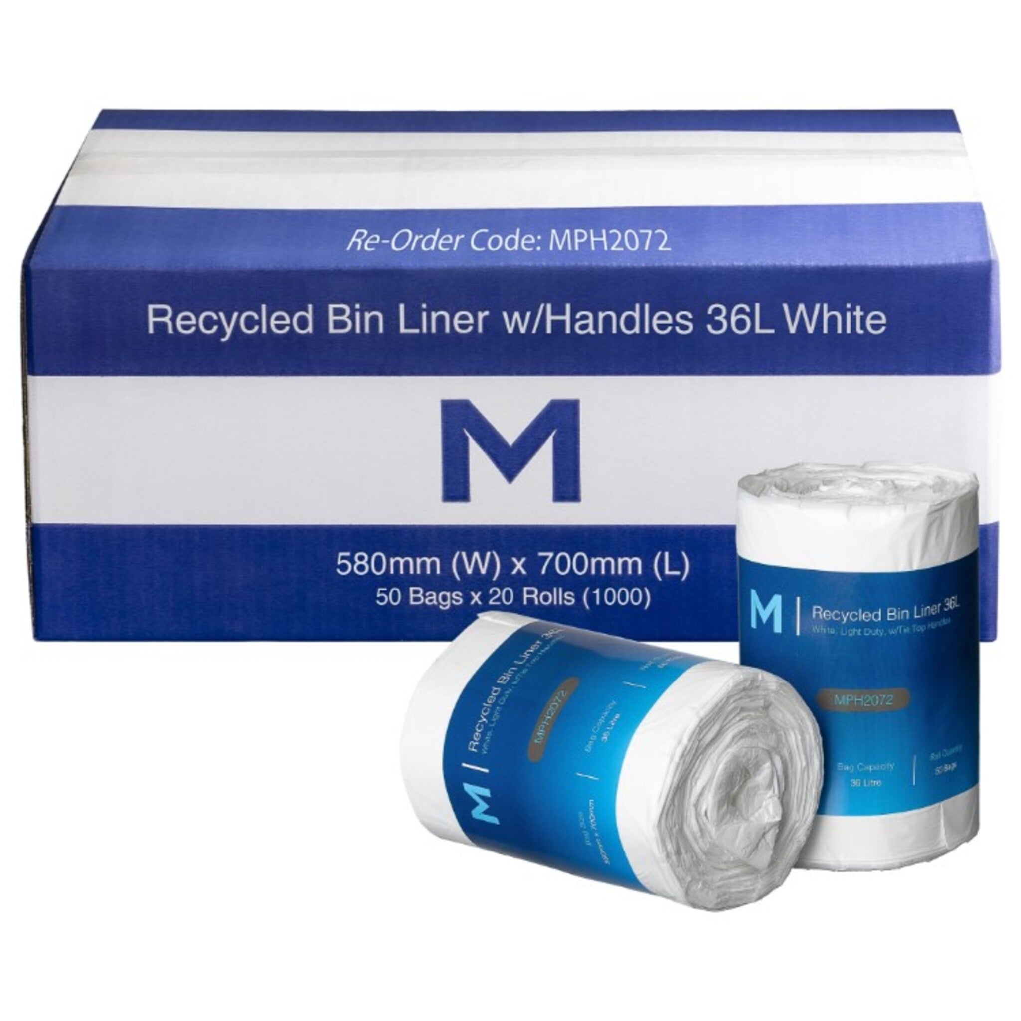 POR Recycled Bin Liner w/Handles 36L
