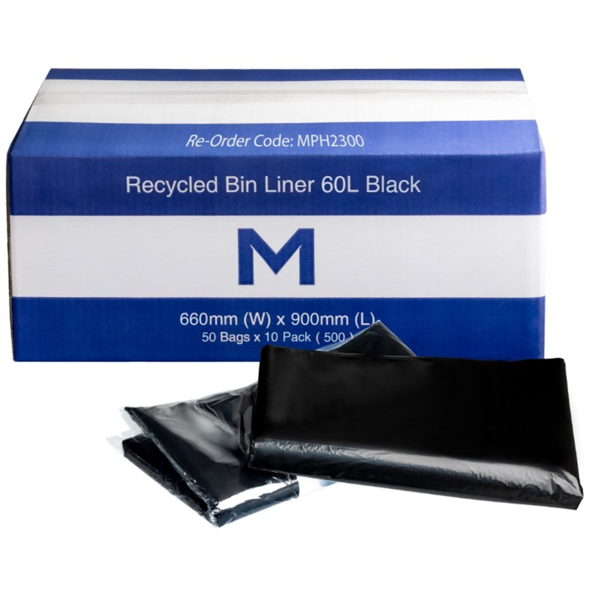 Black Recycled Bin Liner 60L - 20mu