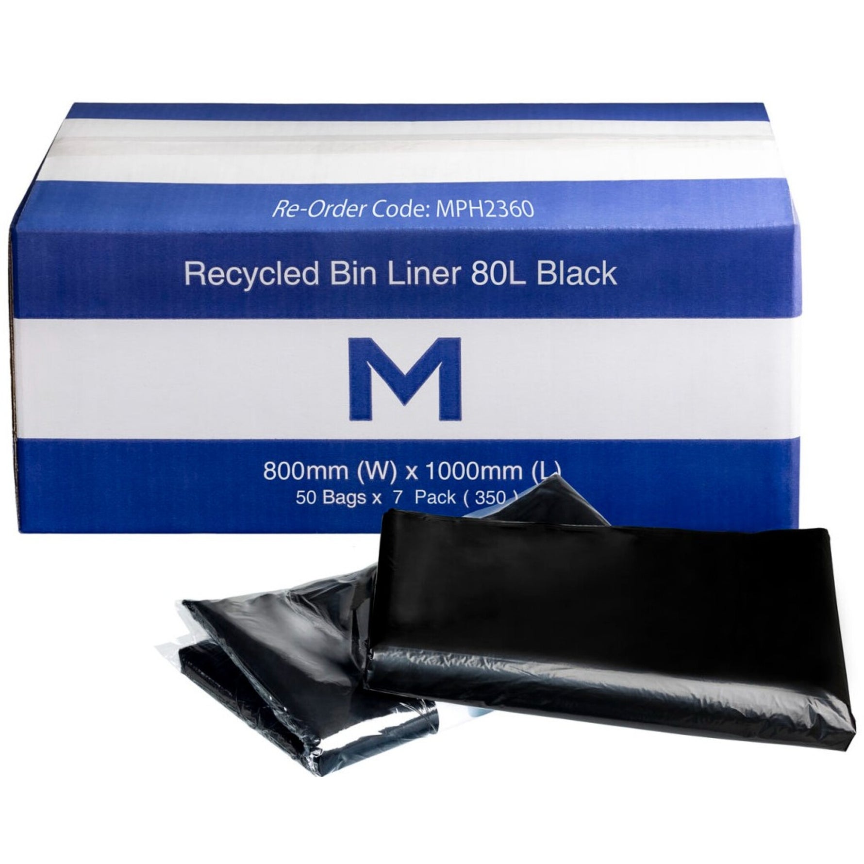 Recycled Bin Liners 80L- Black