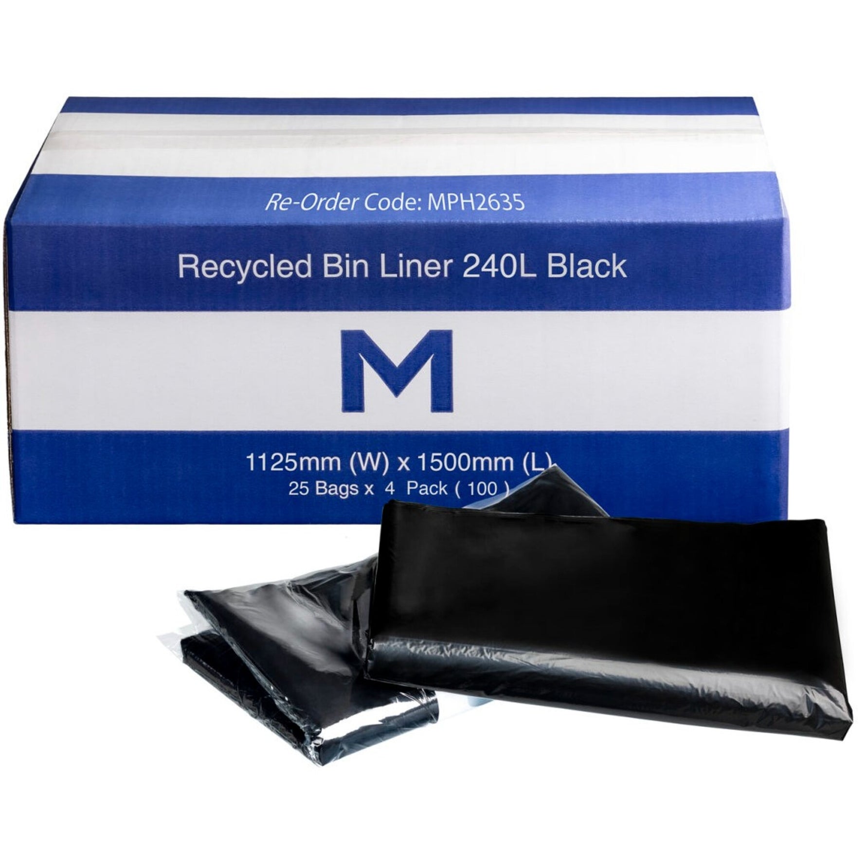 Recycled Bin Liner 240L - 100 liners