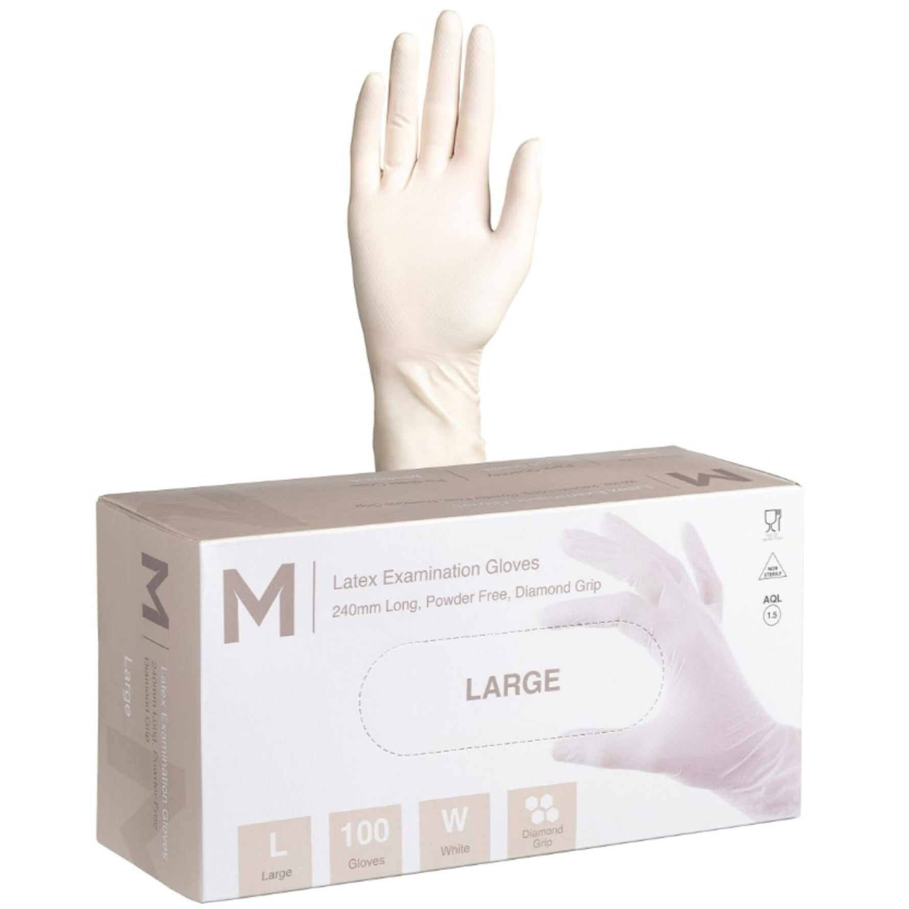 Latex Diamond Grip Examination Gloves Powder Free