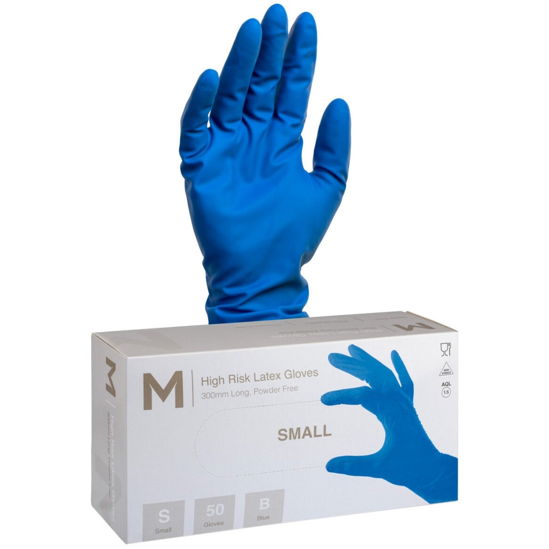 High Risk Latex Examination Gloves Powder Free Blue