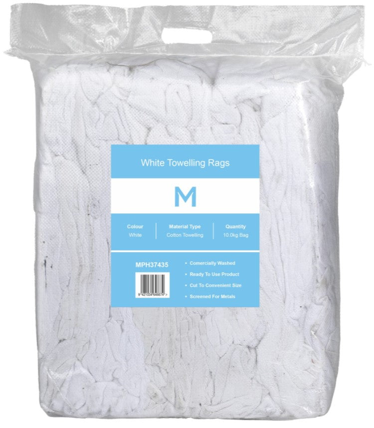White Towelling Rags - Matthews
