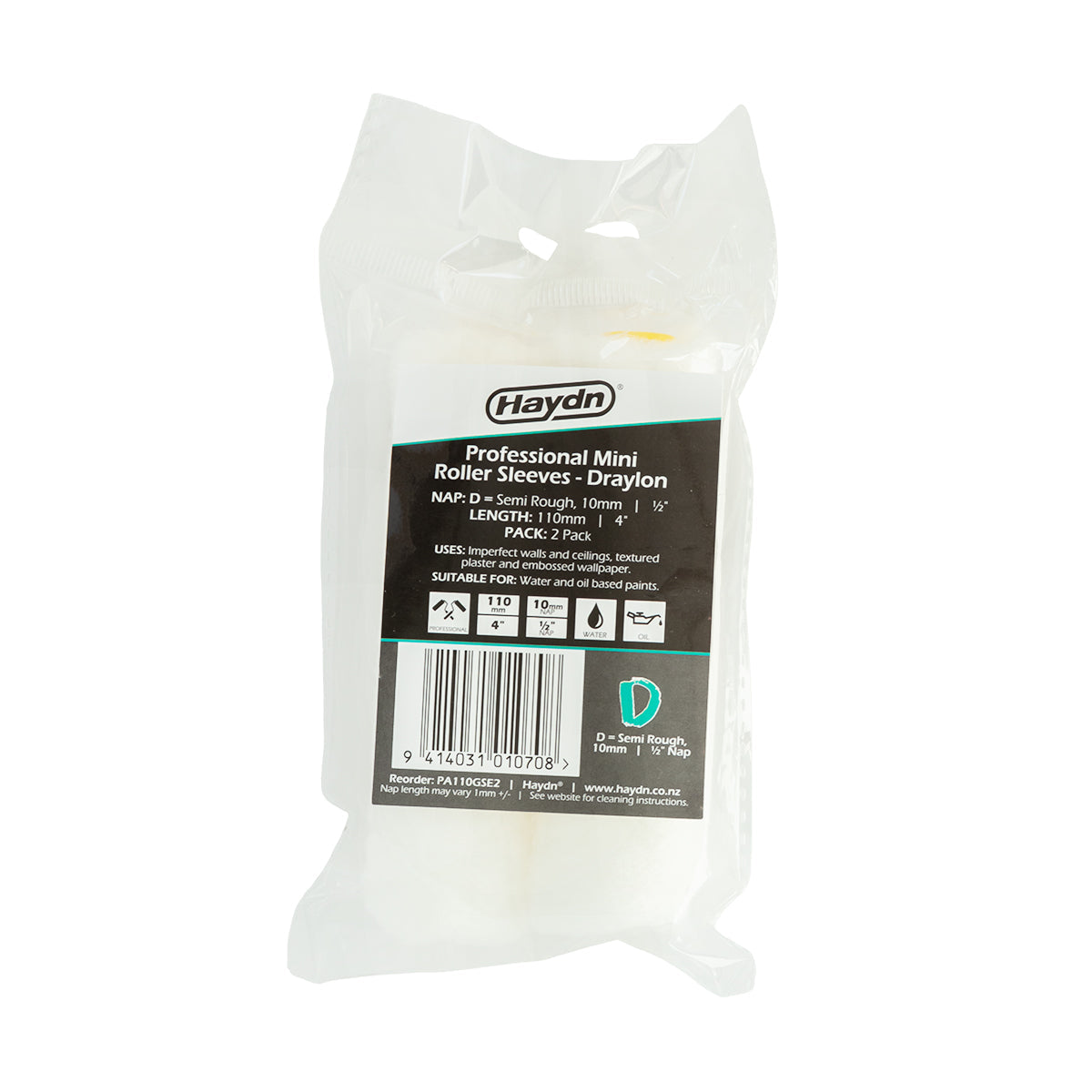 110mm Mini Draylon Semi 10mm Sleeve 10pk