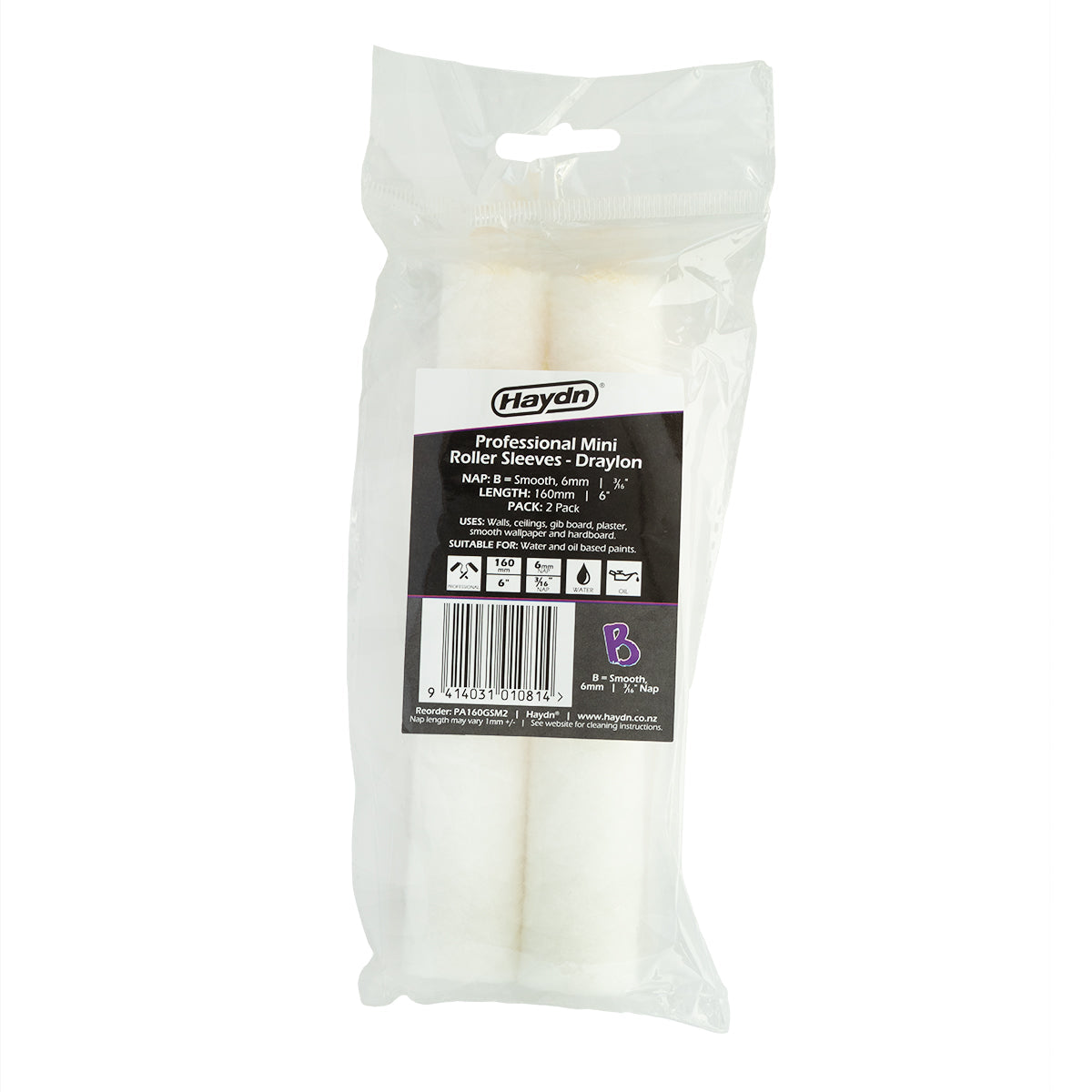 160mm Draylon Smooth 6mm 2pk