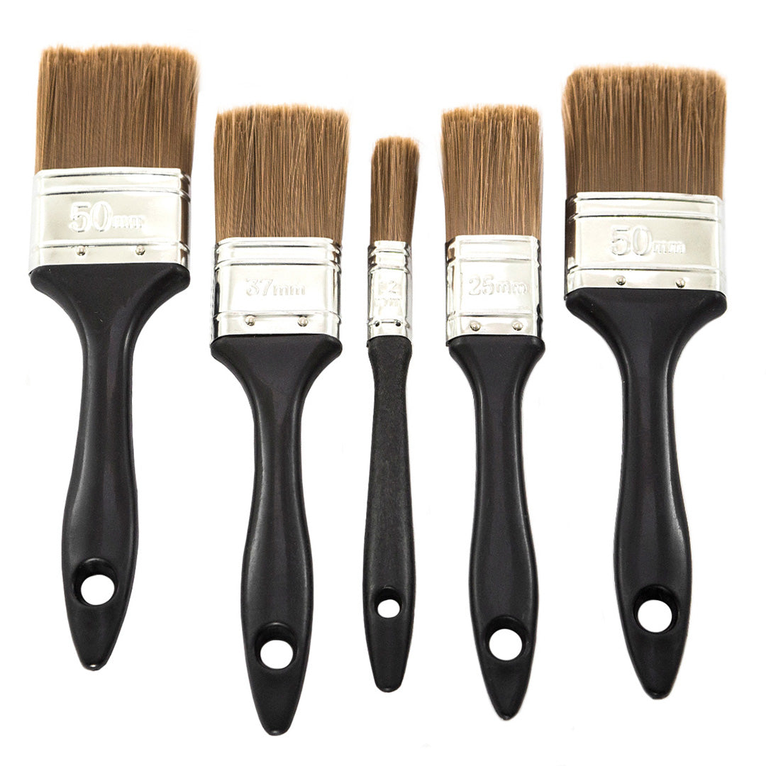 5pk Synthetic Brushes Black Plastic Handle