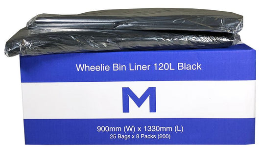 Recycled Bin Liner with Handles 120L - Black - CornerBox