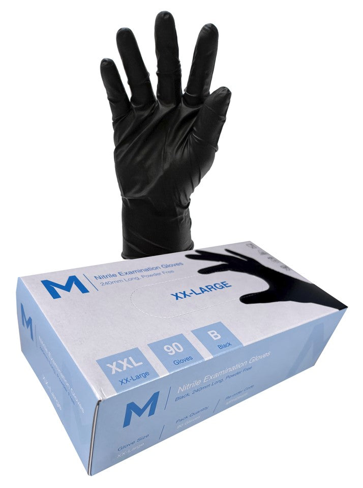 Nitrile Examination Gloves Powder Free - Black - CornerBox