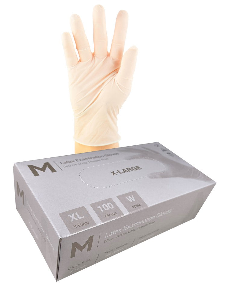 Latex Examination Gloves Powder Free White - CornerBox