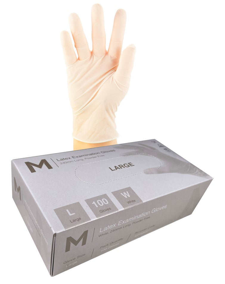 Latex Examination Gloves Powder Free White - CornerBox