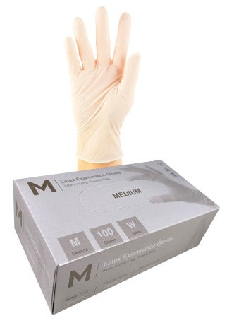 Latex Examination Gloves Powder Free White - CornerBox