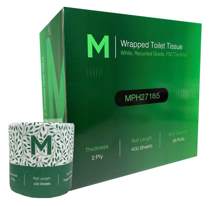 Recycled Wrapped Toilet Tissue 2 Ply - White - CornerBox