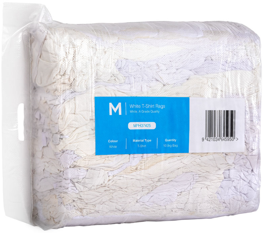 White T-Shirt Rags - 10KG - CornerBox