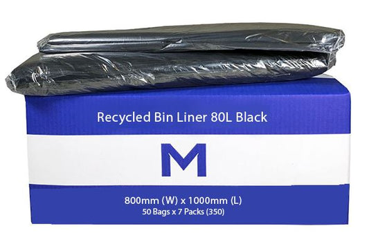 Recycled Bin Liners 80L- Black - CornerBox