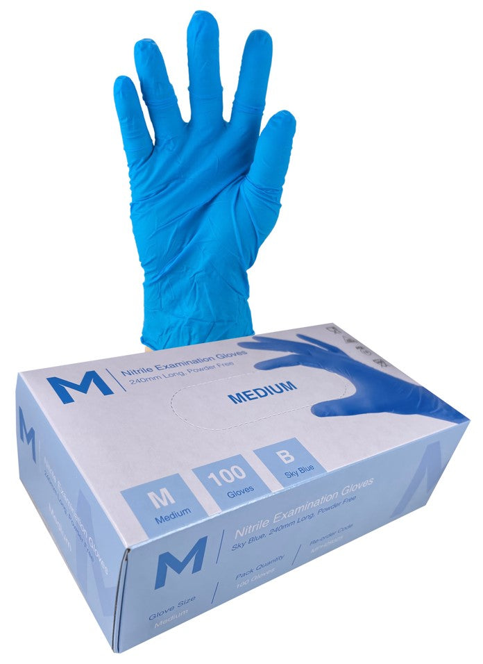 Nitrile Examination Gloves Powder Free - Blue - CornerBox