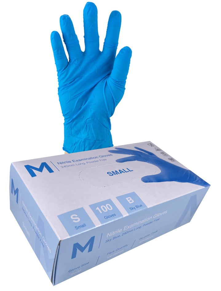 Nitrile Examination Gloves Powder Free - Blue - CornerBox