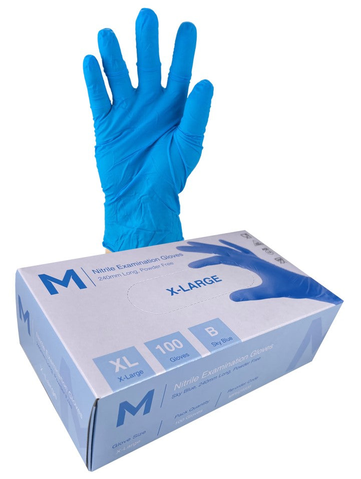 Nitrile Examination Gloves Powder Free - Blue - CornerBox